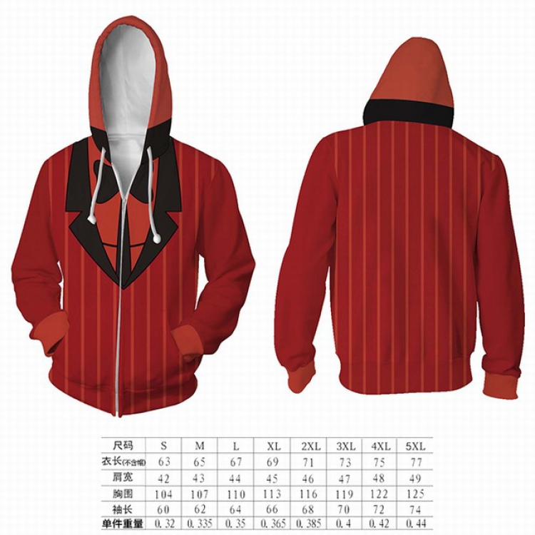 Hazbin Hotel red hooded zipper sweater coat S M L XL 2XL 3XL 4XL 5XL price for 2 pcs preorder 3 days
