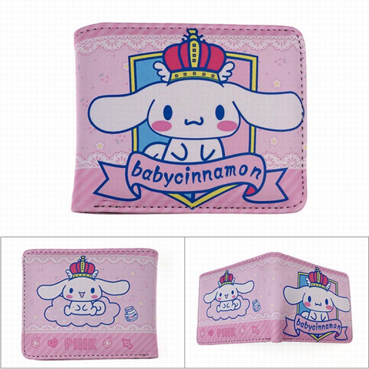Cinnamoroll Pink Full color PU twill two fold short wallet