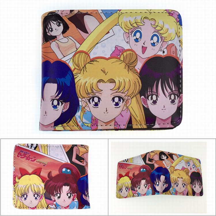 SailorMoon Full color PU twill two fold short wallet