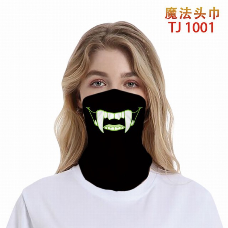 TJ-1001-Personalized facial expression color printing magic turban scarf