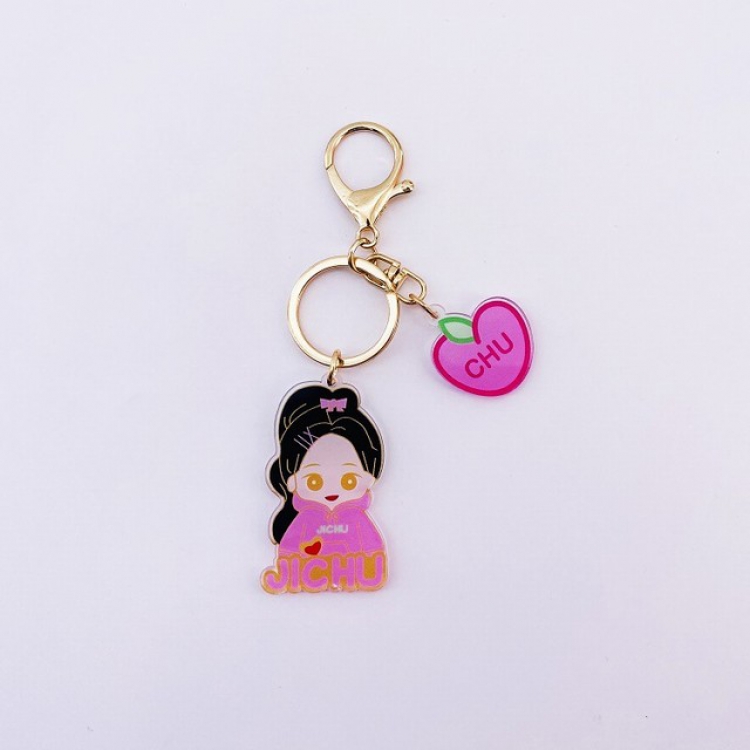 Blackpink Jisoo Cartoon doll metal key ring pendant ornament 7.5X11CM 20G a set price for 5 pcs
