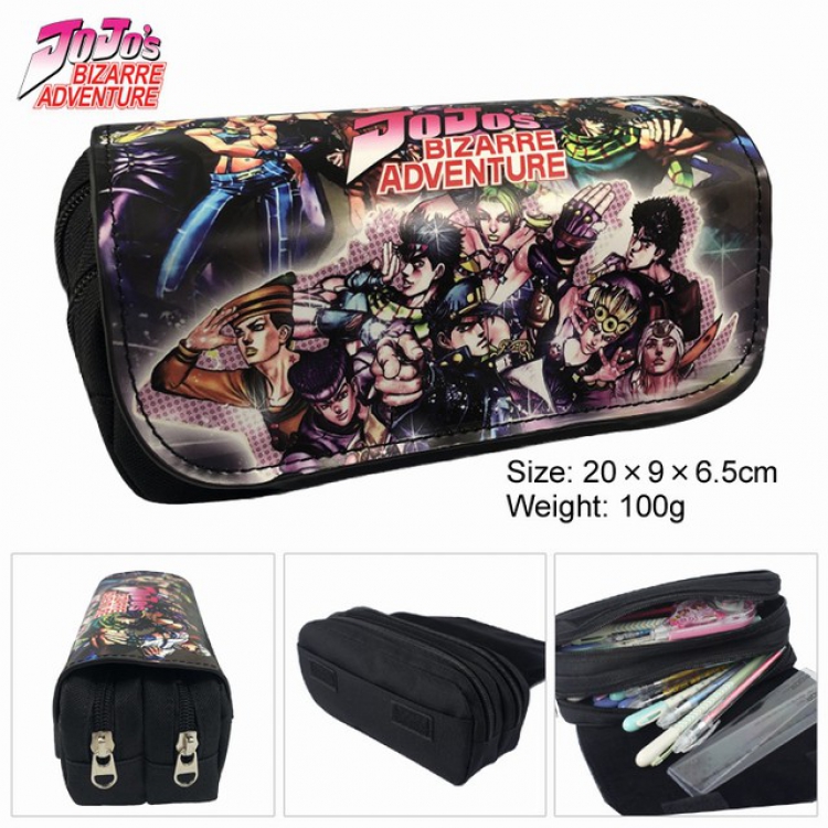 JoJos Bizarre Adventure Anime double layer multifunctional canvas pencil bag wallet 20X9X6.5CM 100G