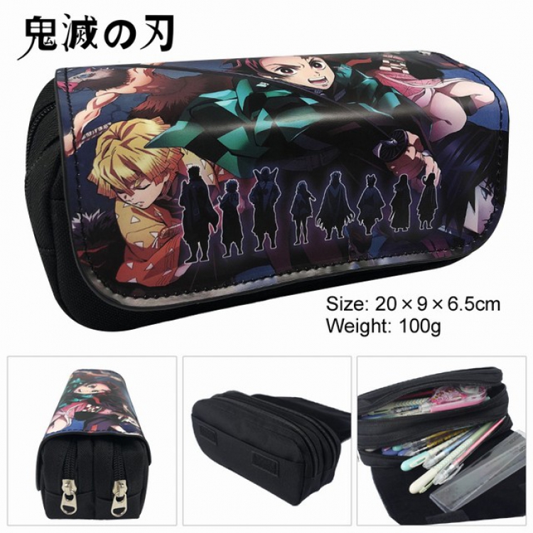Demon Slayer Kimets Anime double layer multifunctional canvas pencil bag wallet 20X9X6.5CM 100G