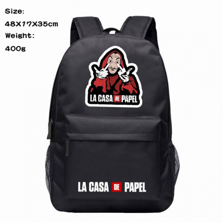 La casa de papel Anime 600D Canvas Backpack Waterproof School Bag 48X17X35CM 400G