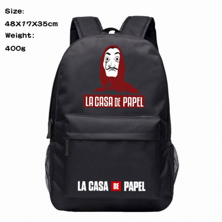 La casa de papel Anime 600D Canvas Backpack Waterproof School Bag 48X17X35CM 400G