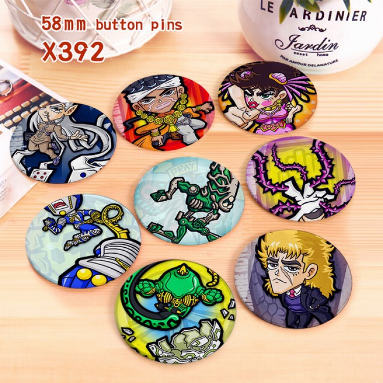 JoJos Bizarre Adventure a set of 8 models Tinplate coated badge 6CM X392