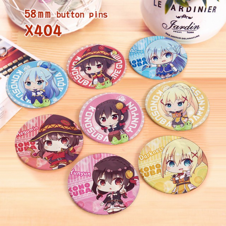 Kono Subarashii Sekai Ni Shukufuku Wo! a set of 8 models Tinplate coated badge 6CM X404