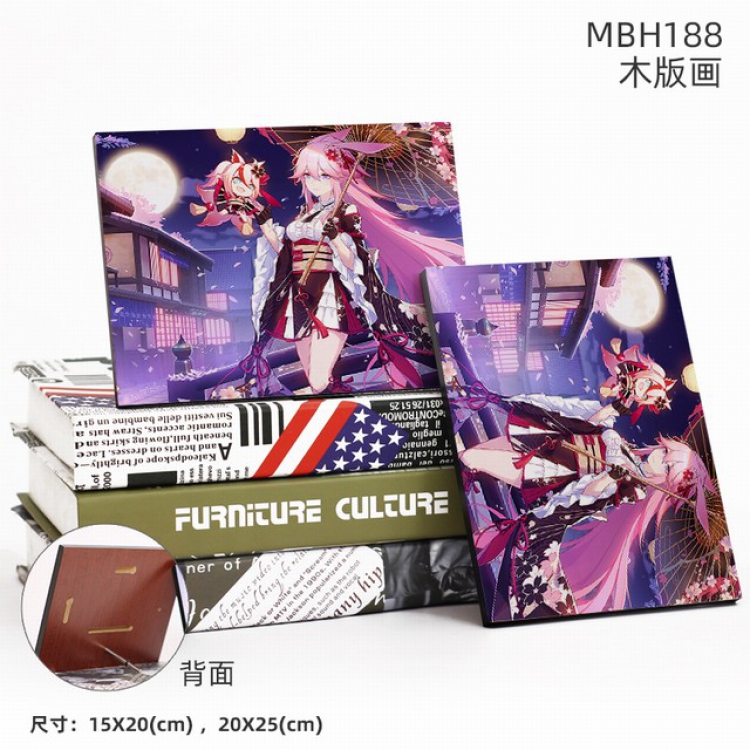 MBH188-The End of School Anime flash woodblock Painting 20X25CM