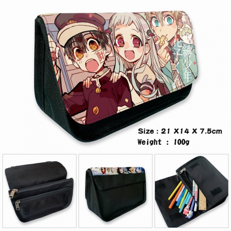 Toilet-Bound Hanako-kun-2B Anime double layer multifunctional canvas pencil bag wallet 21X14X7.5CM 100G