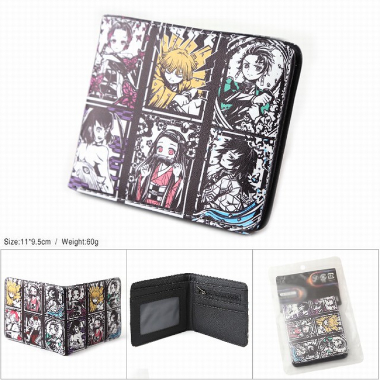 Demon Slayer Kimets Full color silk screen two fold short card bag wallet purse