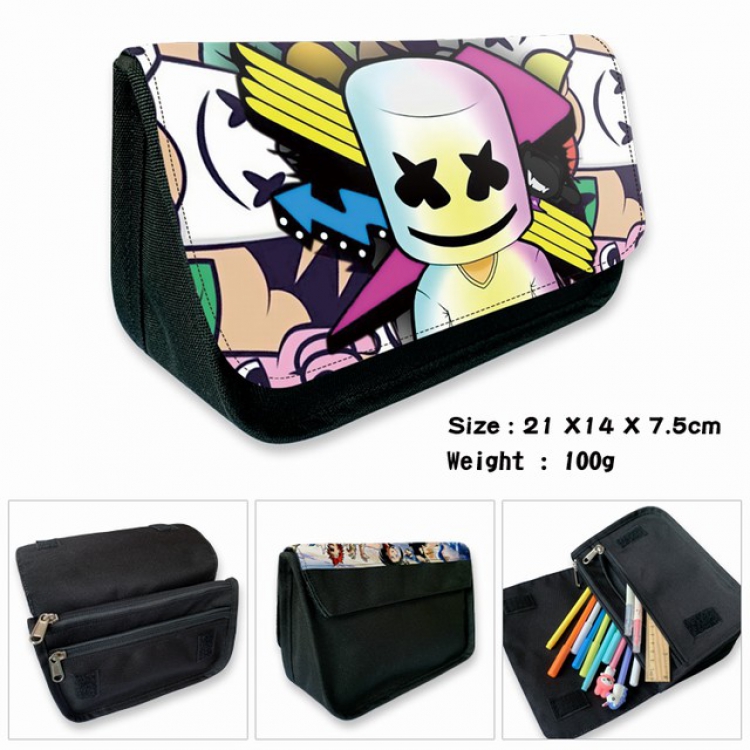  Marshmello-2B Anime double layer multifunctional canvas pencil bag wallet 21X14X7.5CM 100G