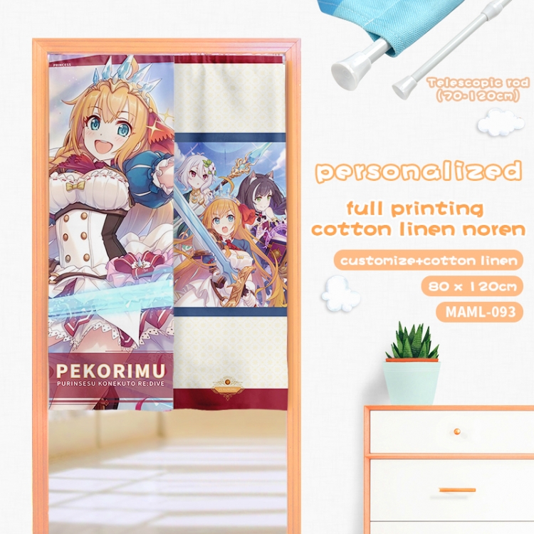 Re:Dive Cotton and linen color printing curtain Adjustable telescopic rod 80X120CM MAML093