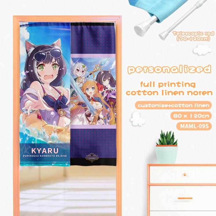 Re:Dive Cotton and linen color printing curtain Adjustable telescopic rod 80X120CM MAML095