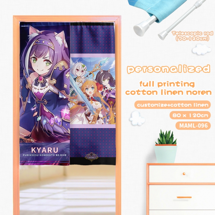 Re:Dive Cotton and linen color printing curtain Adjustable telescopic rod 80X120CM MAML096