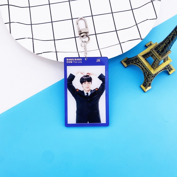 BTS JIN New square Keychain pendant 4.5X7CM a set of 5