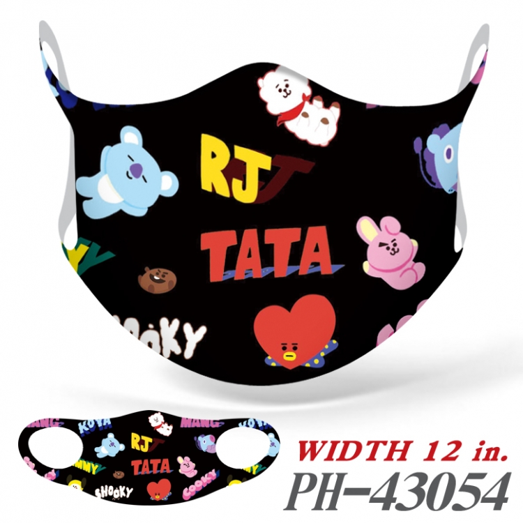 BTS  full color Ice silk Cartoon Mask  price for 5 pcs