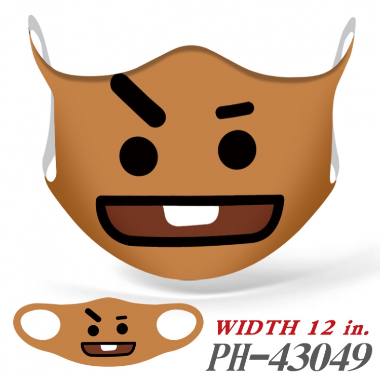 BTS  full color Ice silk Cartoon Mask  price for 5 pcs