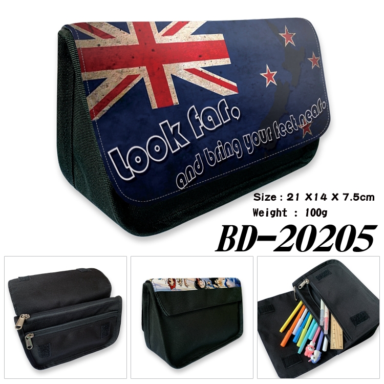 Flag printing double layer  canvas pencil bag wallet 21X14X7.5CM 100G