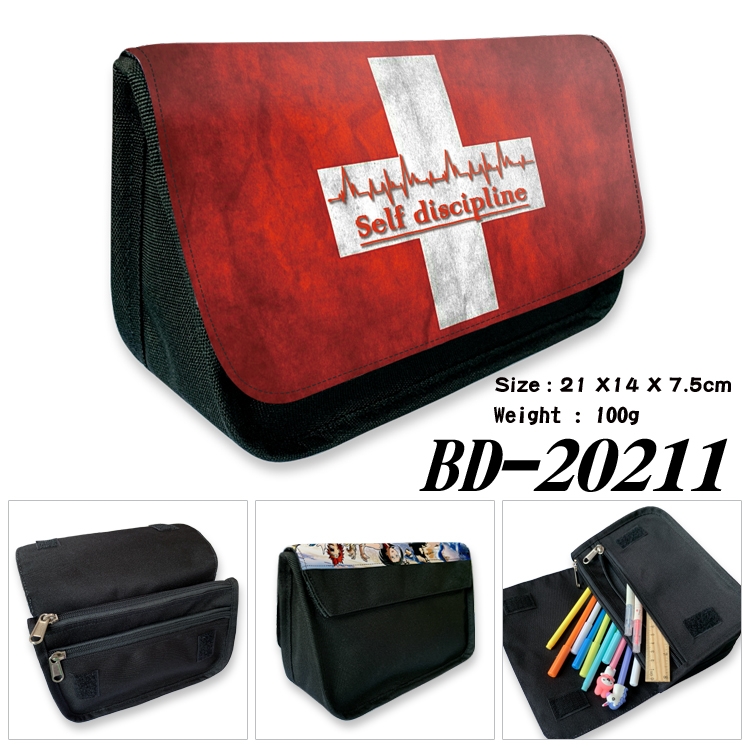 Flag printing double layer  canvas pencil bag wallet 21X14X7.5CM 100G