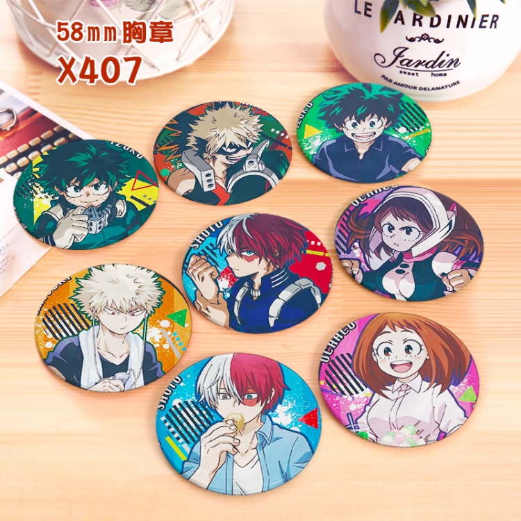 My Hero Academia a set of 8 models Tinplate coated badge 6CM X407