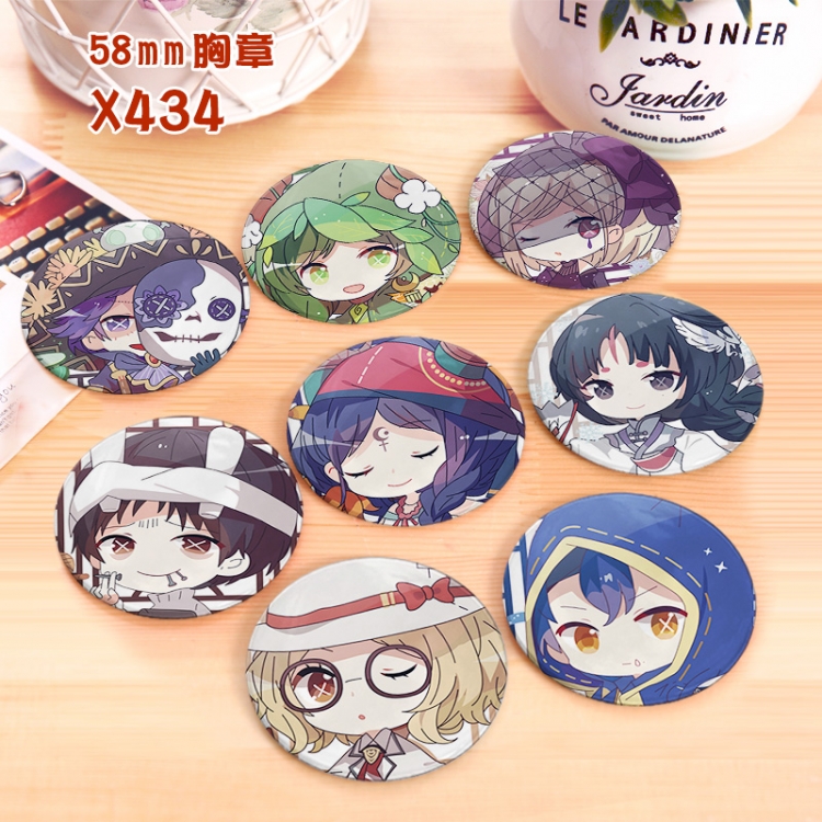 Identity V Anime a set of 8 models Tinplate coated badge 6CM X434