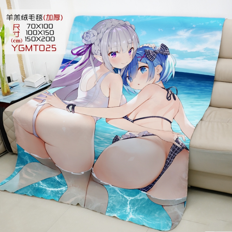 Re:Zero kara Hajimeru Isekai Seikatsu Anime double-sided printing super large lambskin blanket can be customized by sing
