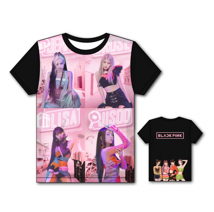 BLACK PINK Full color printing flower short sleeve T-shirt S-5XL, 8 sizes BP02