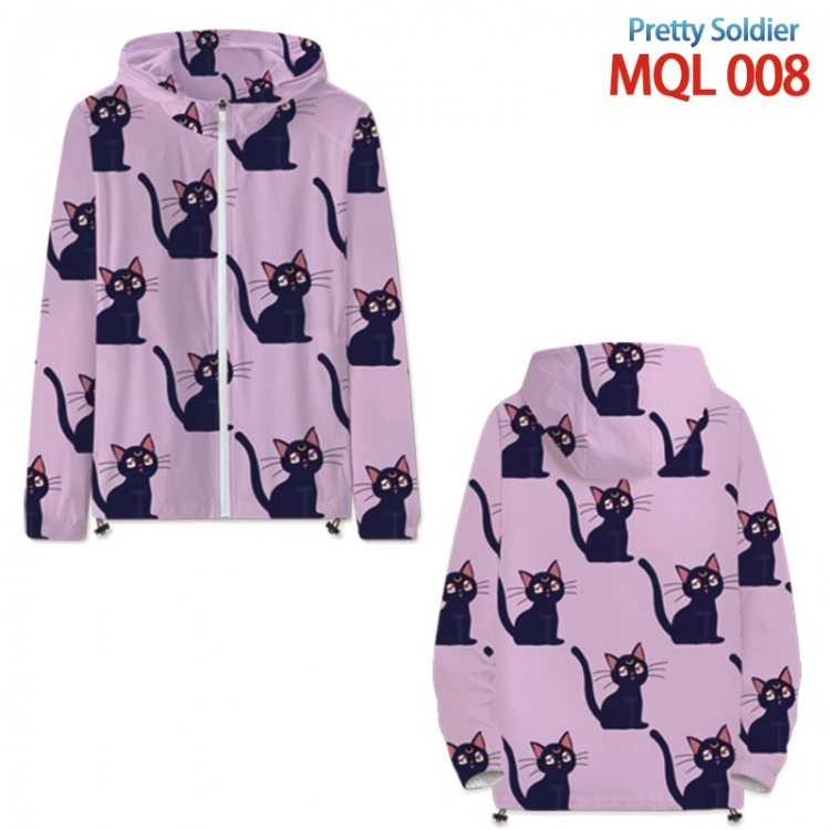 sailormoon Anime full color jacket hooded zipper trench coat S-4XL 7size  MQL 008