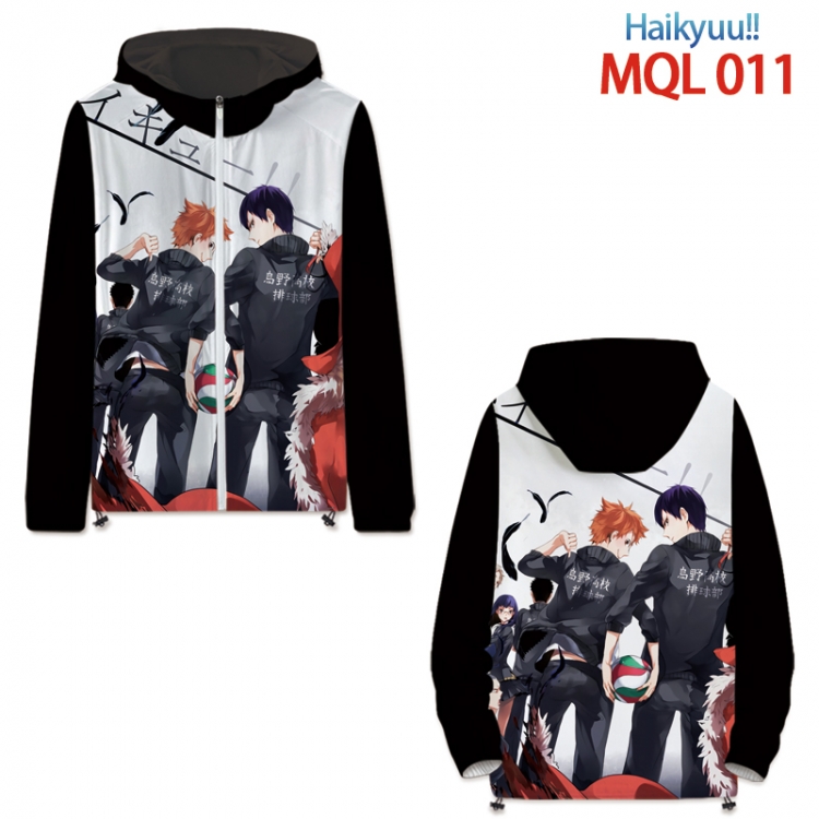 Haikyuu!! Anime full color jacket hooded zipper trench coat S-4XL 7size   MQL-011
