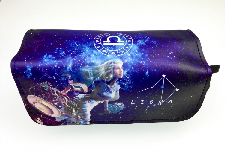 Libra Double zipper PU pencil Bag 20X10X7.5M 140G