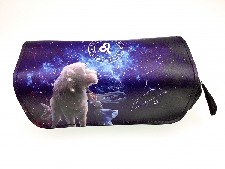 Leo Double zipper PU pencil Bag 20X10X7.5M 140G