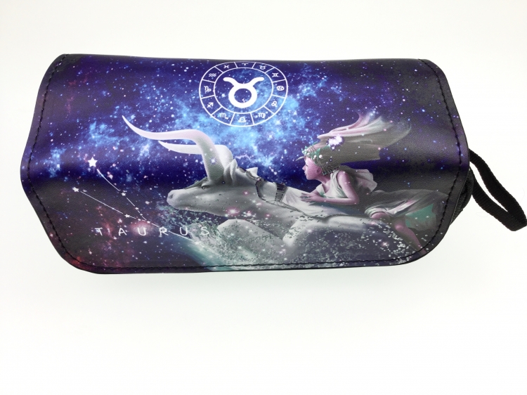 Taurus Double zipper PU pencil Bag 20X10X7.5M 140G