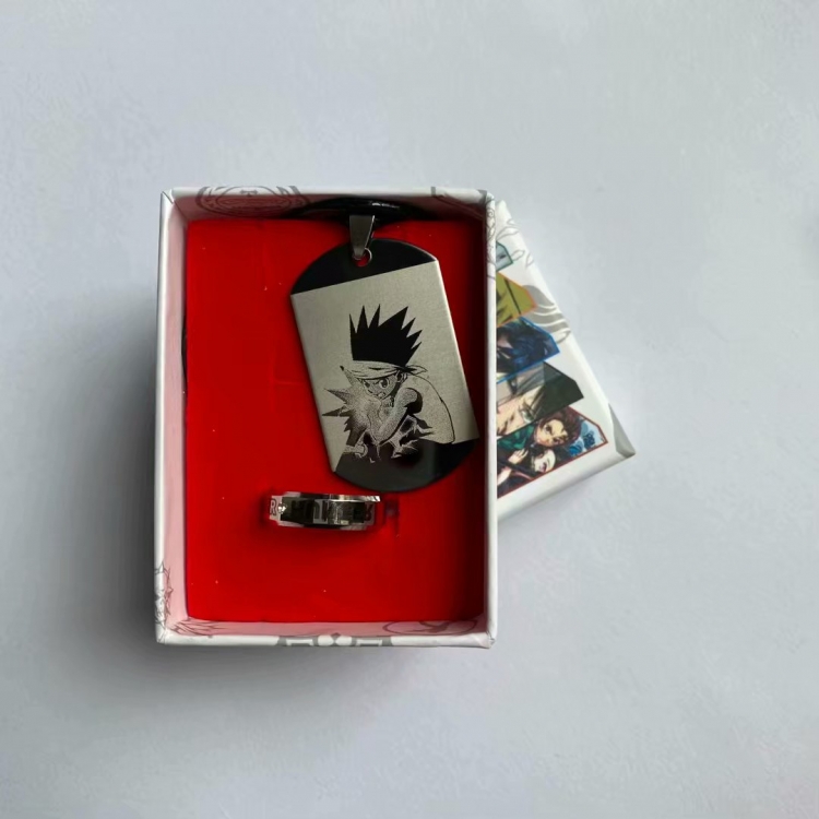 HUNTERxHUNTER Anime ring stainless steel military necklace 2-piece boxed gift