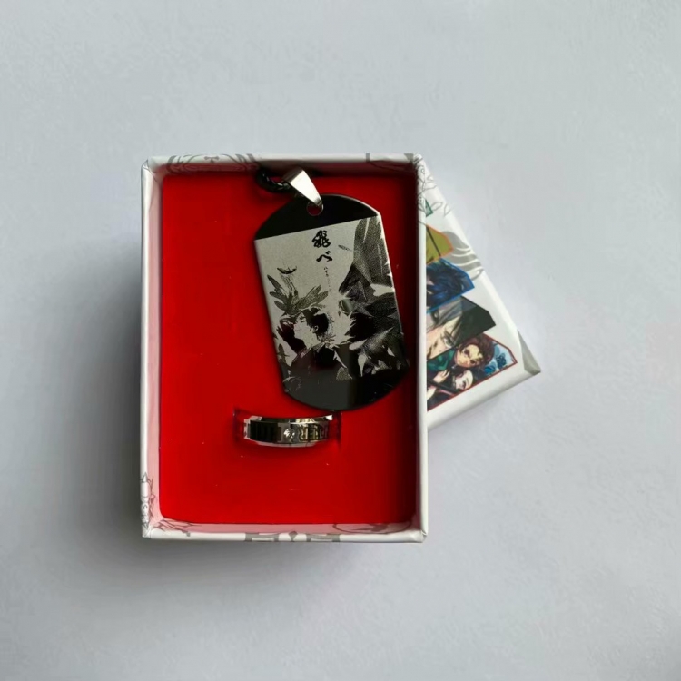 HUNTERxHUNTER Anime ring stainless steel military necklace 2-piece boxed gift