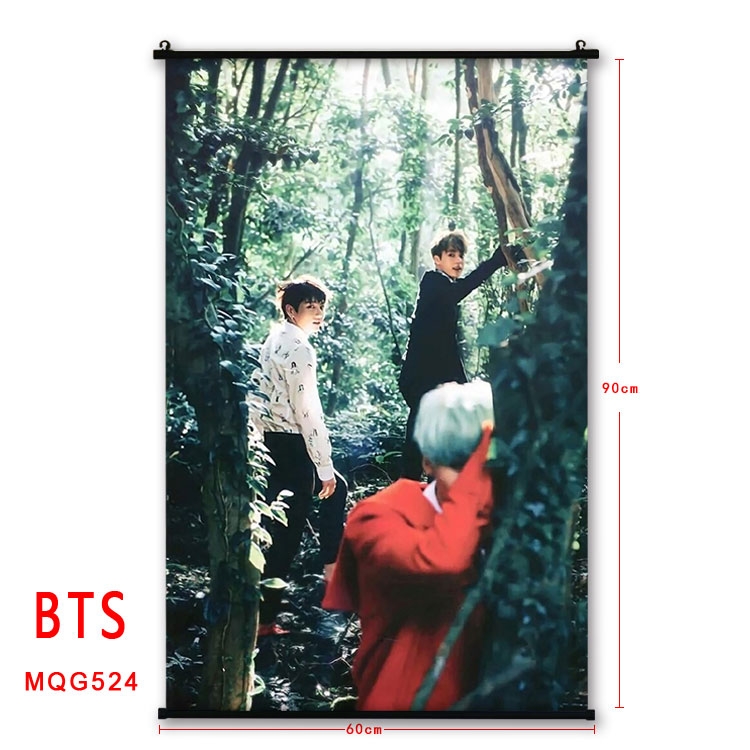 BTS black plastic pole cloth painting Wall Scroll 60X90CM MQG524
