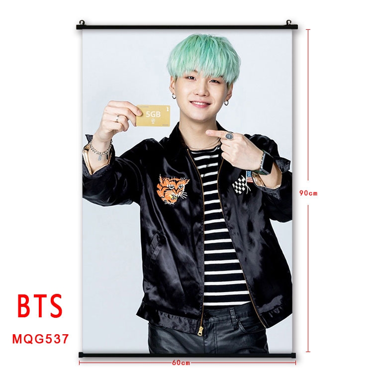 BTS black plastic pole cloth painting Wall Scroll 60X90CM MQG537