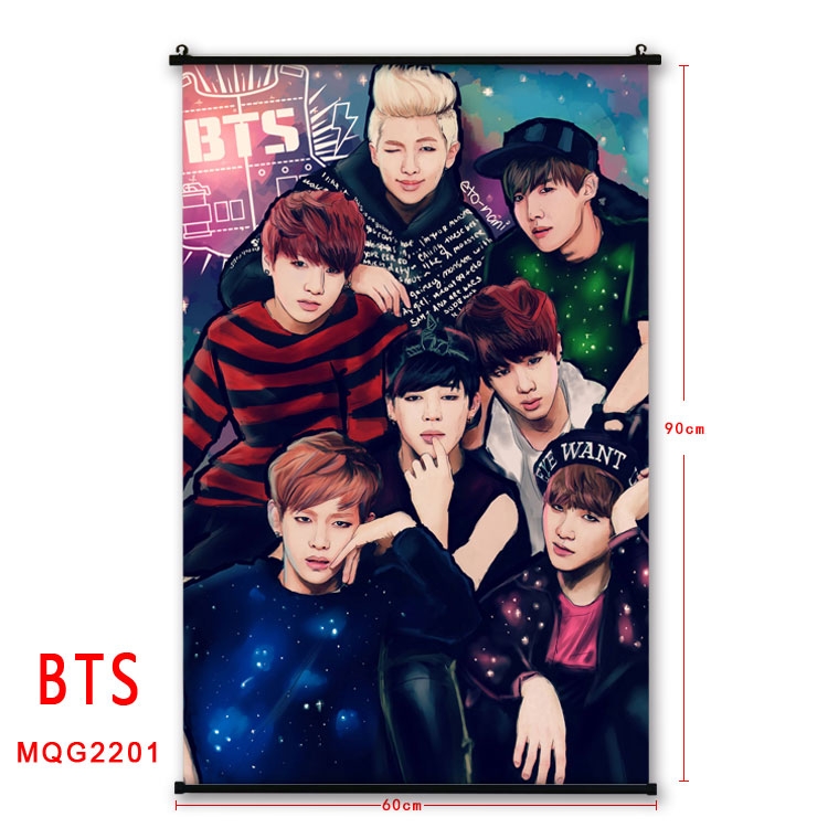 BTS black plastic pole cloth painting Wall Scroll 60X90CM MQG2201