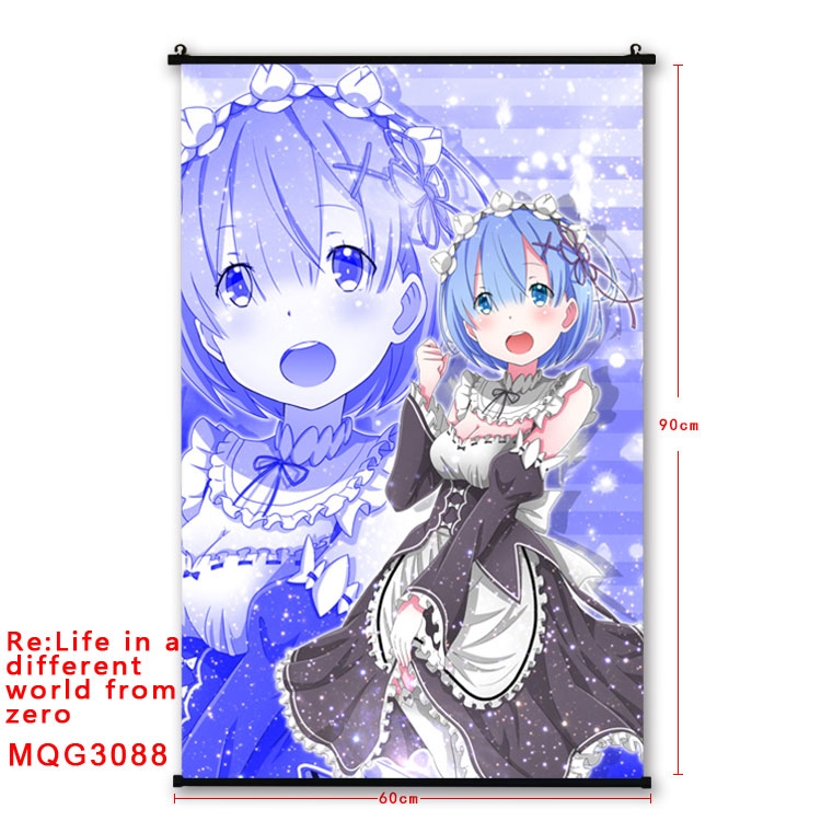 Re:Zero kara Hajimeru Isekai Seikatsu Anime plastic pole cloth painting Wall Scroll 60X90CM  MQG3088