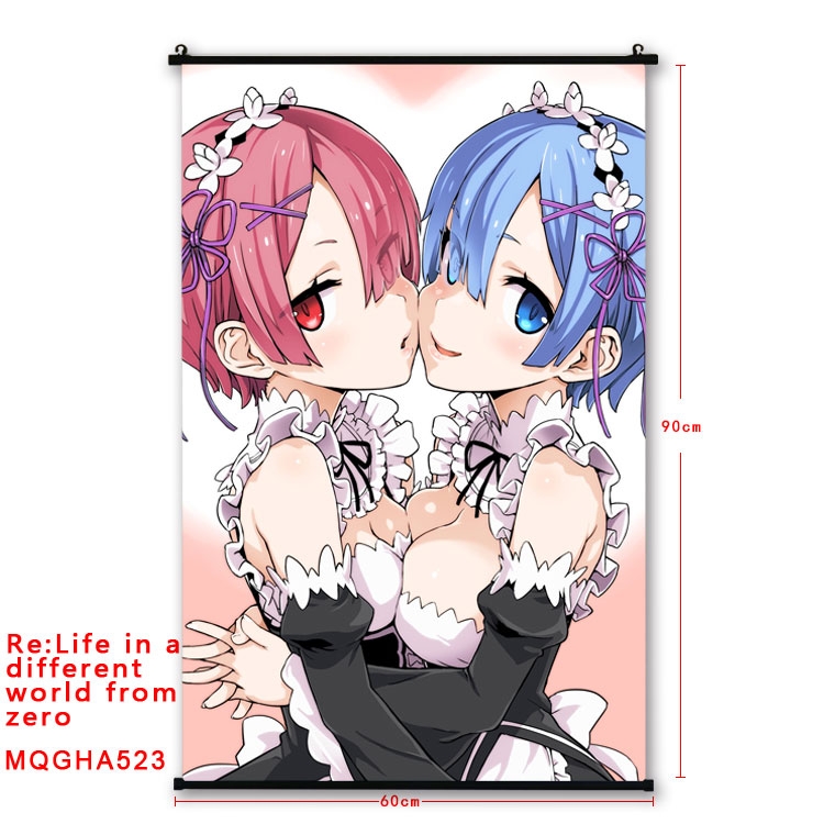 Re:Zero kara Hajimeru Isekai Seikatsu Anime plastic pole cloth painting Wall Scroll 60X90CM  MQGHA523