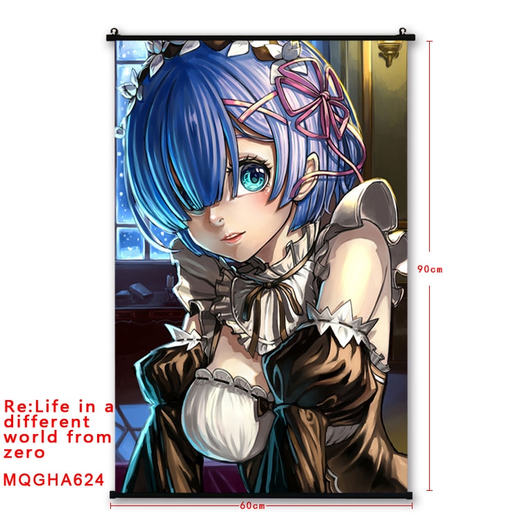 Re:Zero kara Hajimeru Isekai Seikatsu Anime plastic pole cloth painting Wall Scroll 60X90CM  MQGHA624