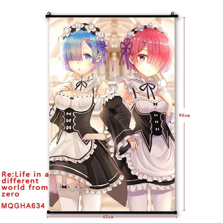 Re:Zero kara Hajimeru Isekai Seikatsu Anime plastic pole cloth painting Wall Scroll 60X90CM  MQGHA634