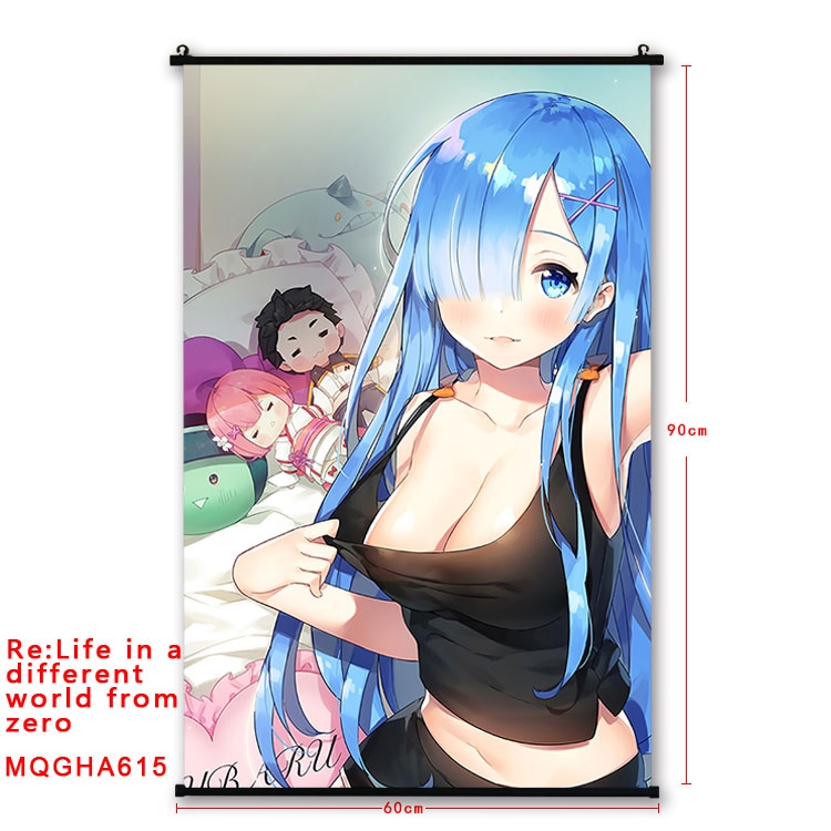 Re:Zero kara Hajimeru Isekai Seikatsu Anime plastic pole cloth painting Wall Scroll 60X90CM  MQGHA615