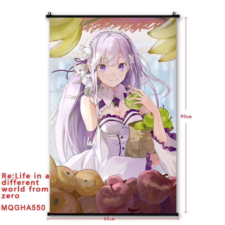 Re:Zero kara Hajimeru Isekai Seikatsu Anime plastic pole cloth painting Wall Scroll 60X90CM  MQGHA550