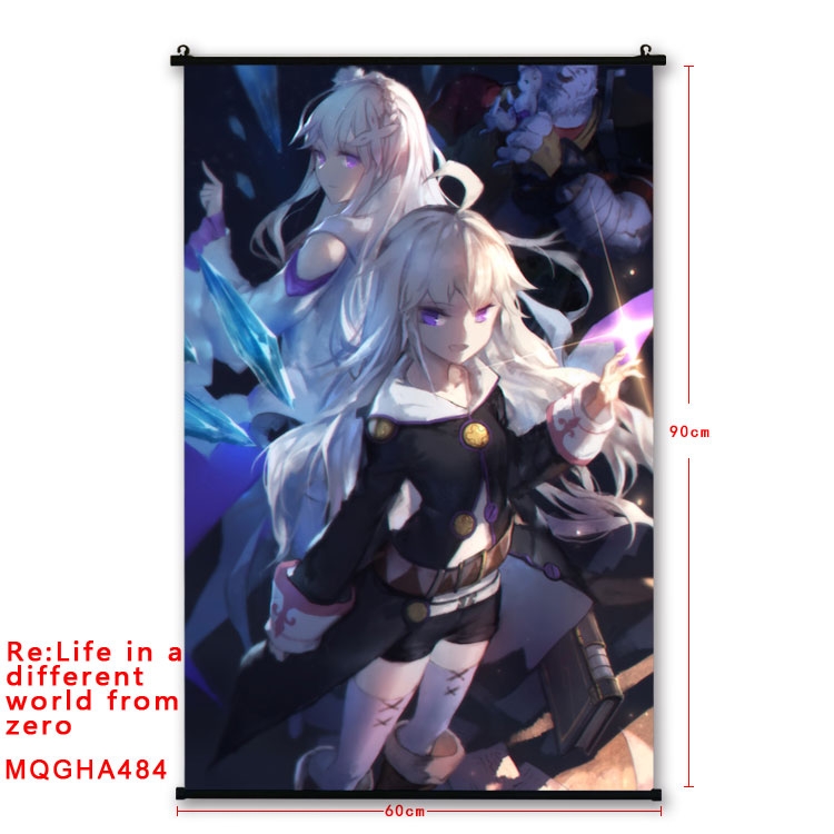 Re:Zero kara Hajimeru Isekai Seikatsu Anime plastic pole cloth painting Wall Scroll 60X90CM  MQGHA484