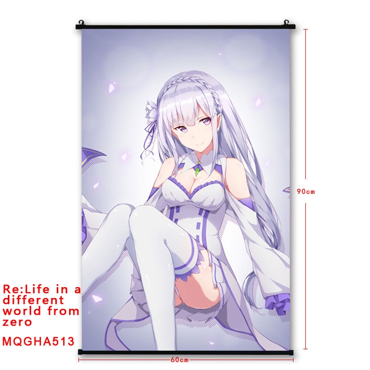 Re:Zero kara Hajimeru Isekai Seikatsu Anime plastic pole cloth painting Wall Scroll 60X90CM  MQGHA513