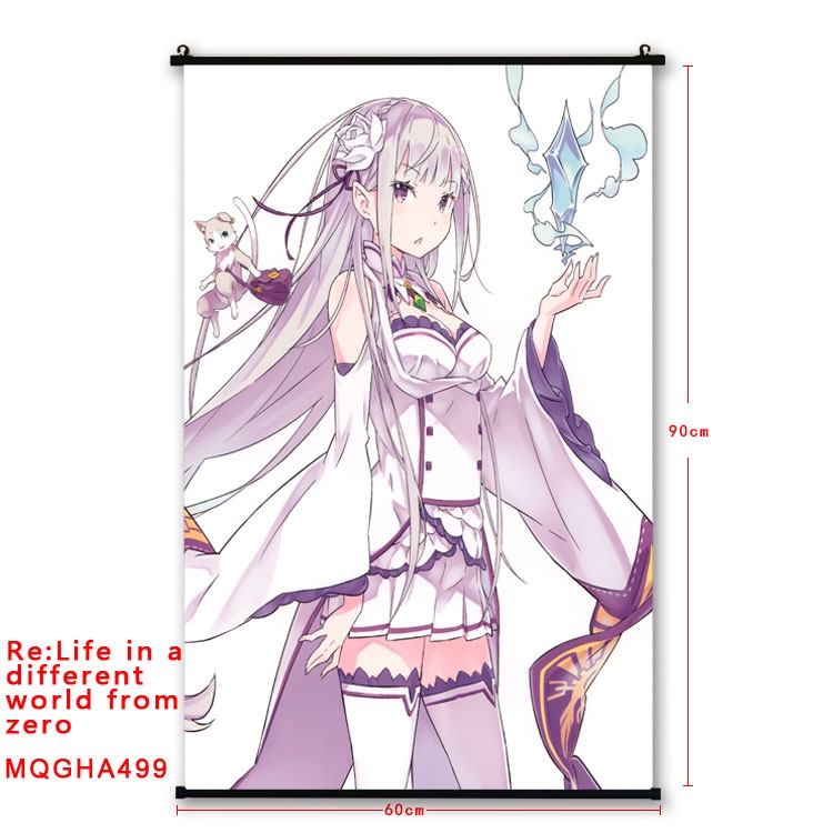 Re:Zero kara Hajimeru Isekai Seikatsu Anime plastic pole cloth painting Wall Scroll 60X90CM  MQGHA499