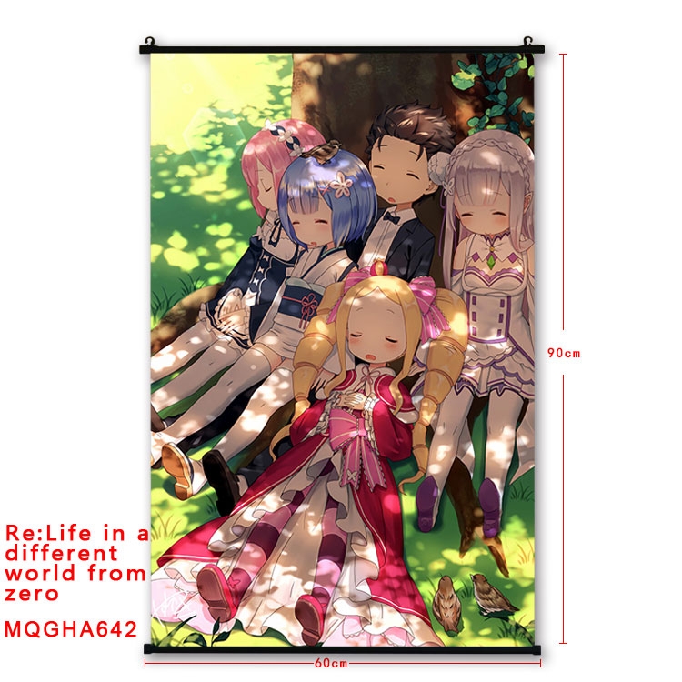 Re:Zero kara Hajimeru Isekai Seikatsu Anime plastic pole cloth painting Wall Scroll 60X90CM  MQGHA642