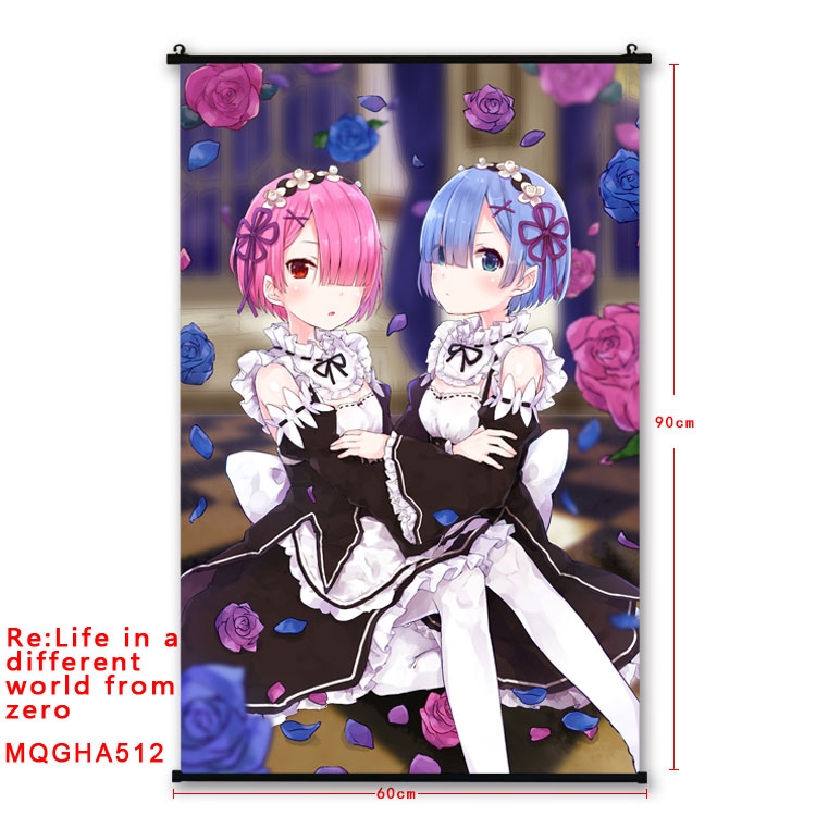 Re:Zero kara Hajimeru Isekai Seikatsu Anime plastic pole cloth painting Wall Scroll 60X90CM  MQGHA512