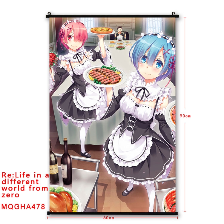 Re:Zero kara Hajimeru Isekai Seikatsu Anime plastic pole cloth painting Wall Scroll 60X90CM  MQGHA478