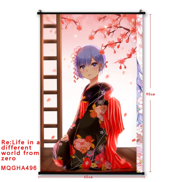 Re:Zero kara Hajimeru Isekai Seikatsu Anime plastic pole cloth painting Wall Scroll 60X90CM  MQGHA496